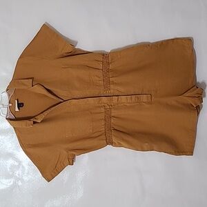 UNIVERSAL THREAD Women's Brown Short Sleeve Button Up Romper - Size Large